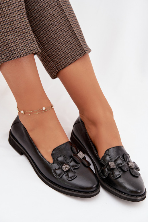 apavi Sieviešu ar platiem papēžiem Ar greznui Ziedsami melnas krāsas Tavillette