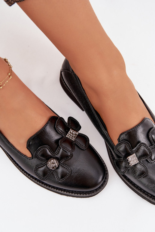 apavi Sieviešu ar platiem papēžiem Ar greznui Ziedsami melnas krāsas Tavillette