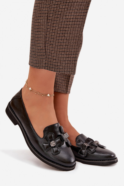 apavi Sieviešu ar platiem papēžiem Ar greznui Ziedsami melnas krāsas Tavillette