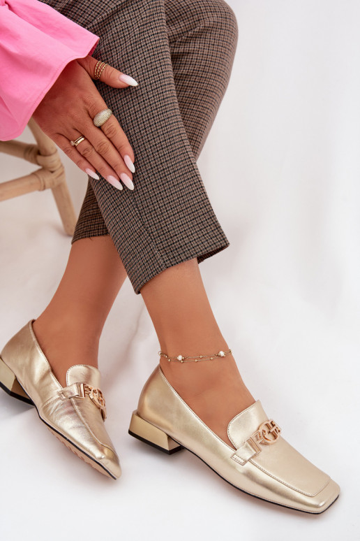 Āda sieviešu mokasīni Ar greznu Detalem D&A CR61-3125 Zelta krāsas
