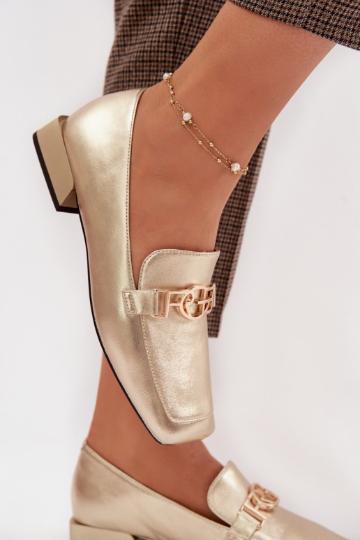 Āda sieviešu mokasīni Ar greznu Detalem D&A CR61-3125 Zelta krāsas