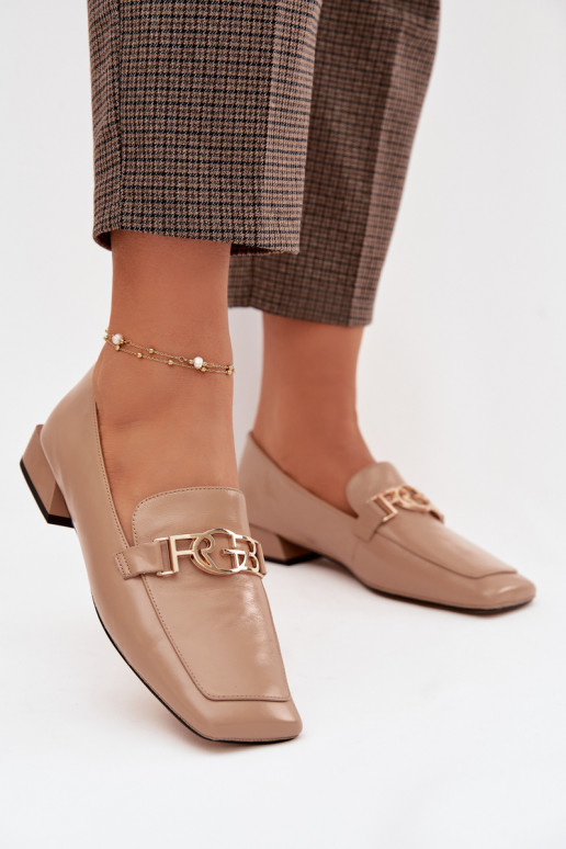 Āda sieviešu mokasīni Ar greznu Detalem D&A CR61-3125 smilšu krāsas