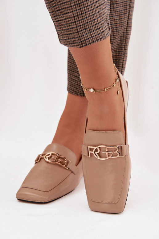 Āda sieviešu mokasīni Ar greznu Detalem D&A CR61-3125 smilšu krāsas