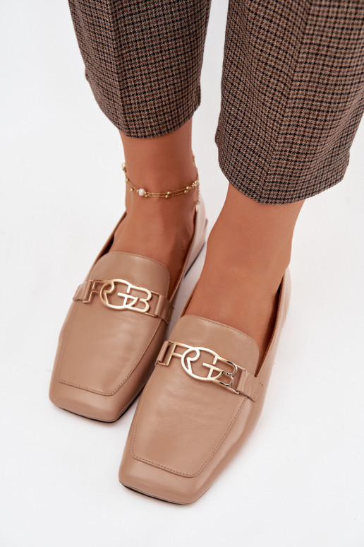 Āda sieviešu mokasīni Ar greznu Detalem D&A CR61-3125 smilšu krāsas