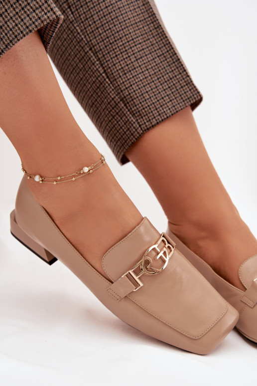 Āda sieviešu mokasīni Ar greznu Detalem D&A CR61-3125 smilšu krāsas