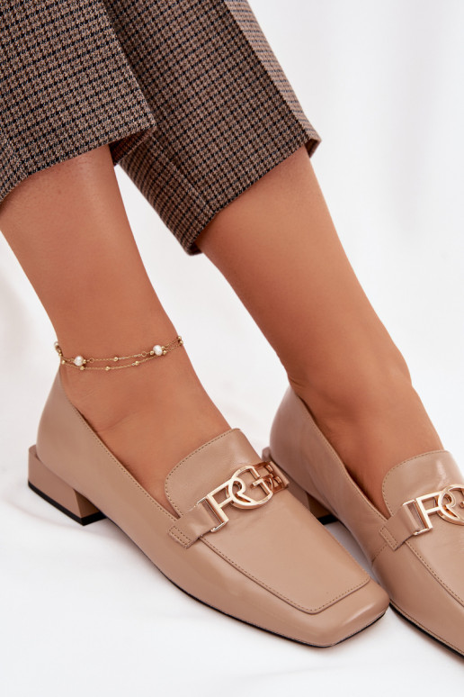 Āda sieviešu mokasīni Ar greznu Detalem D&A CR61-3125 smilšu krāsas