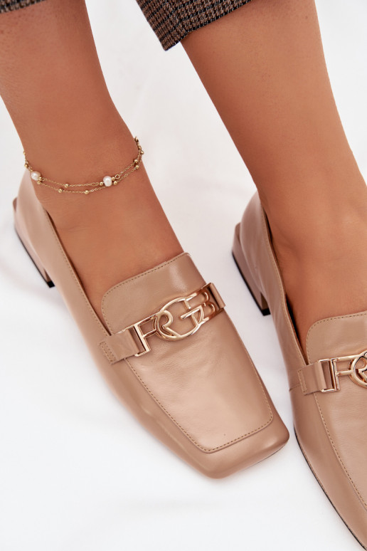 Āda sieviešu mokasīni Ar greznu Detalem D&A CR61-3125 smilšu krāsas