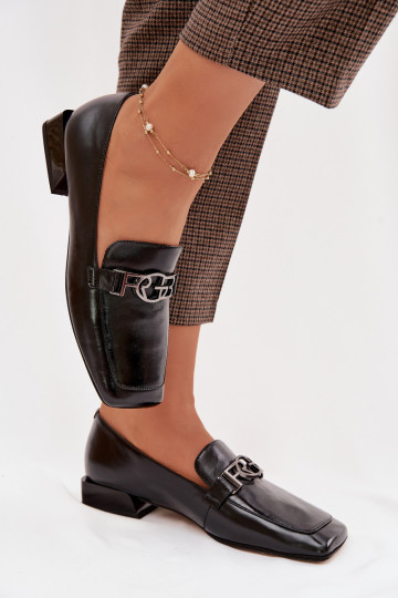 Āda sieviešu mokasīni Ar greznu Detalem D&A CR61-3125 melnas krāsas