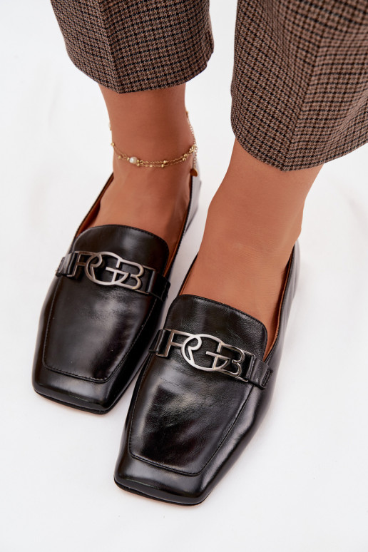 Āda sieviešu mokasīni Ar greznu Detalem D&A CR61-3125 melnas krāsas