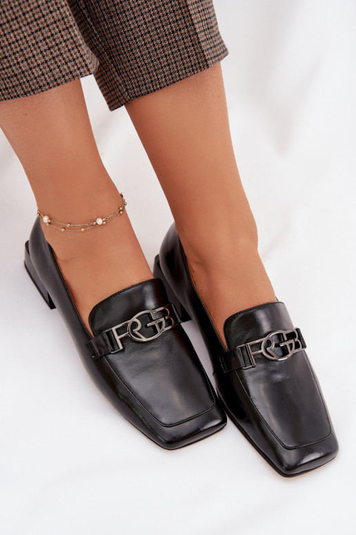 Āda sieviešu mokasīni Ar greznu Detalem D&A CR61-3125 melnas krāsas