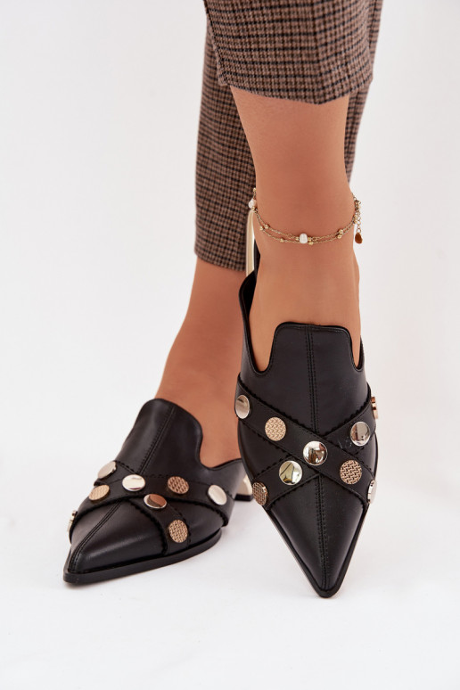 Čibas no dabīgas ādas Mule Sieviešu ar siksniņām D&A CR61-3058 melnas krāsas