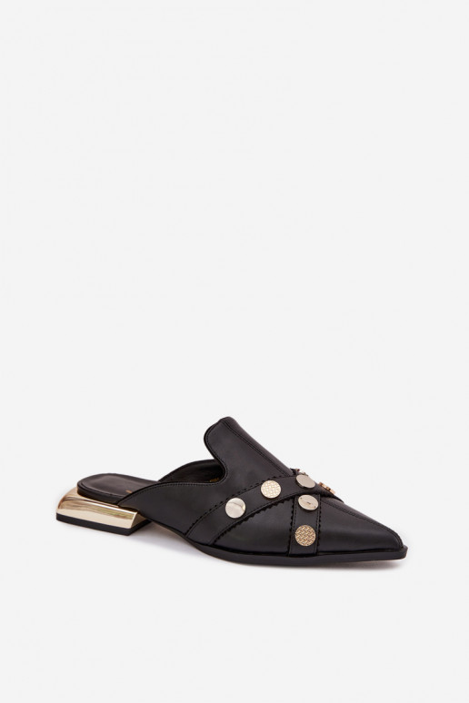 Čibas no dabīgas ādas Mule Sieviešu ar siksniņām D&A CR61-3058 melnas krāsas