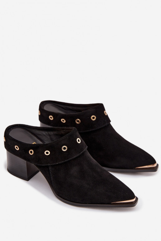 zamšādas čības Kovboju zābaki Sieviešu ar papēdi D&A CR61-3059 melnas krāsas