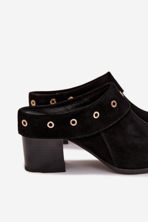 zamšādas čības Kovboju zābaki Sieviešu ar papēdi D&A CR61-3059 melnas krāsas