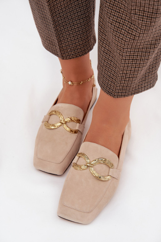 sieviešu mokasīniIeslēgtsturalnego zamšādasu Zelta krāsas Detal D&A CR61-3115 smilšu krāsas