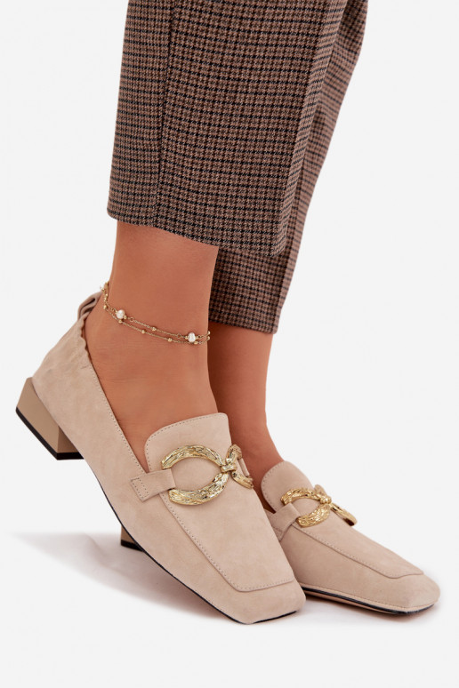 sieviešu mokasīniIeslēgtsturalnego zamšādasu Zelta krāsas Detal D&A CR61-3115 smilšu krāsas