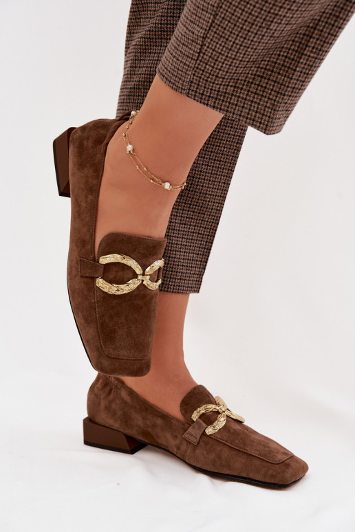 sieviešu mokasīniIeslēgtsturalnego zamšādasu Zelta krāsas Detal D&A CR61-3115 brūnas krāsas