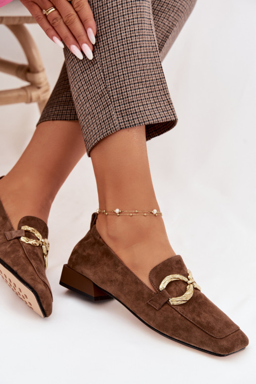 sieviešu mokasīniIeslēgtsturalnego zamšādasu Zelta krāsas Detal D&A CR61-3115 brūnas krāsas