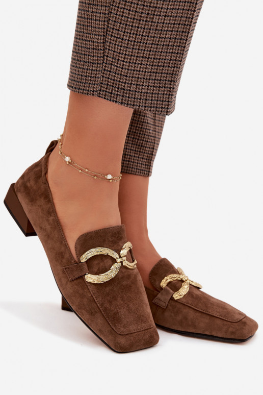 sieviešu mokasīniIeslēgtsturalnego zamšādasu Zelta krāsas Detal D&A CR61-3115 brūnas krāsas