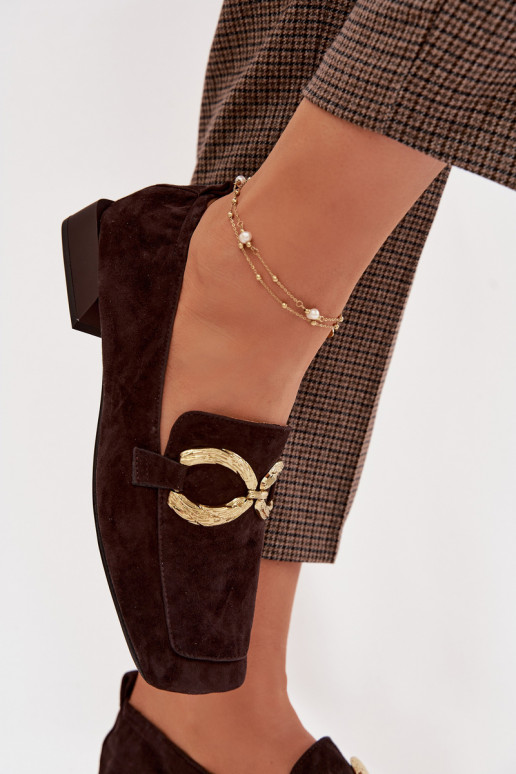 sieviešu mokasīniIeslēgtsturalnego zamšādasu Zelta krāsas Detal D&A CR61-3115 CzekoladoIne