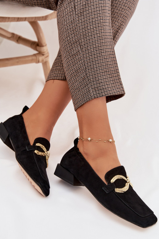 sieviešu mokasīniIeslēgtsturalnego zamšādasu Zelta krāsas Detal D&A CR61-3115 melnas krāsas