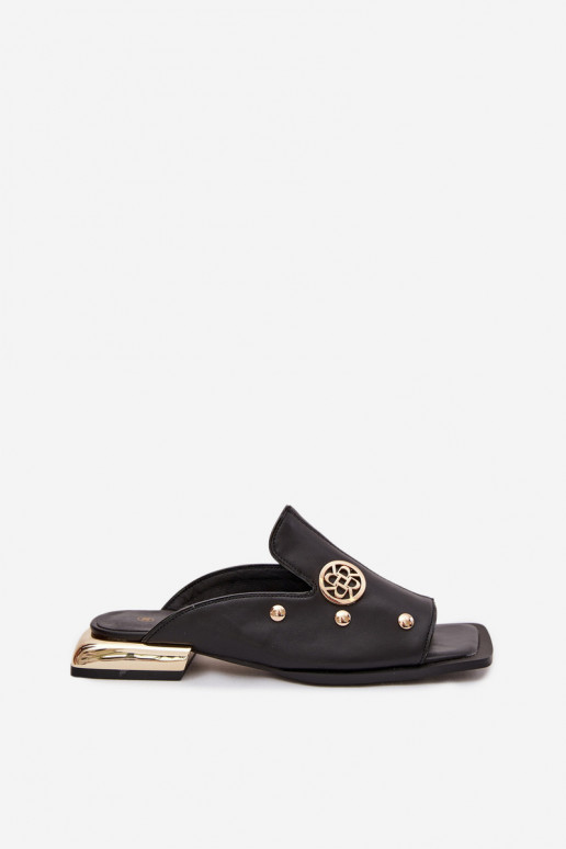 Čibas no dabīgas ādas Ze Zelta krāsasmi Ozdobami D&A CR61-3060 melnas krāsas