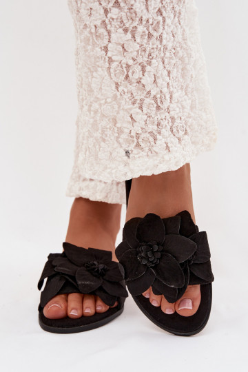 zempapēžu sieviešu čības Ar greznui Ziedsami melnas krāsas Elzoria