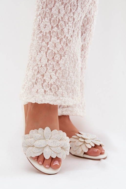 Čības Sieviešu dzīvoklis Ar Dekorāciju baltas krāsas Grelora