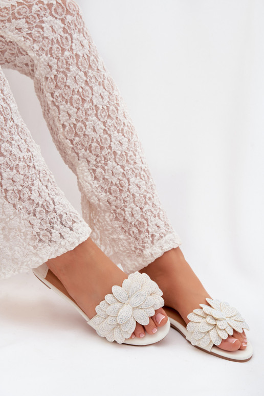 Čības Sieviešu dzīvoklis Ar Dekorāciju baltas krāsas Grelora