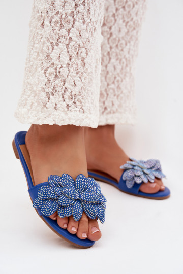 Čības Sieviešu dzīvoklis Ar Dekorāciju tumši zilas krāsas Grelora 2