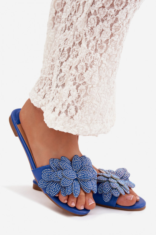 Čības Sieviešu dzīvoklis Ar Dekorāciju tumši zilas krāsas Grelora