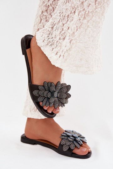 Čības Sieviešu dzīvoklis Ar Dekorāciju melnas krāsas Grelora