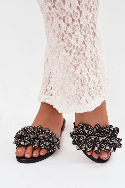 Čības Sieviešu dzīvoklis Ar Dekorāciju melnas krāsas Grelora