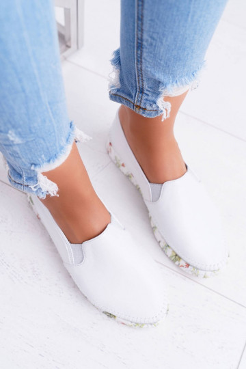 Sieviešu apavi Tā irciejka Paslīdēt uz Āda baltas krāsas 03512-11 2