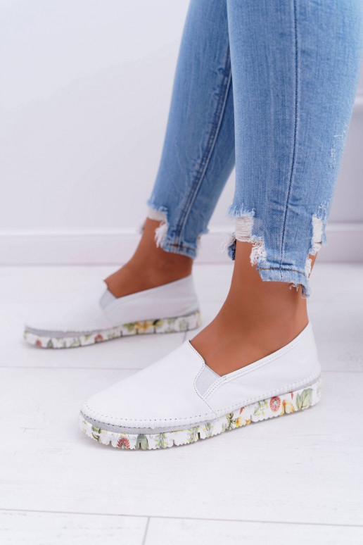 Sieviešu apavi Tā irciejka Paslīdēt uz Āda baltas krāsas 03512-11