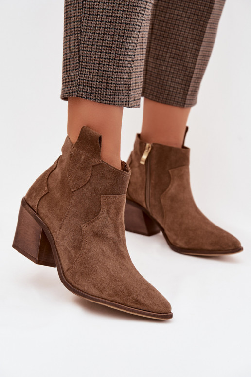 kovboju stila puszābakiIeslēgtsturalnego zamšādasu Zazoo 3153 Haki krāsas