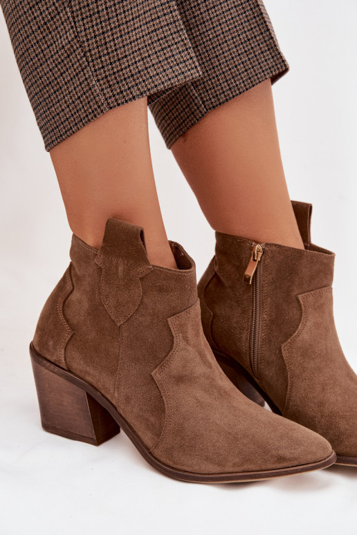 kovboju stila puszābakiIeslēgtsturalnego zamšādasu Zazoo 3153 Haki krāsas