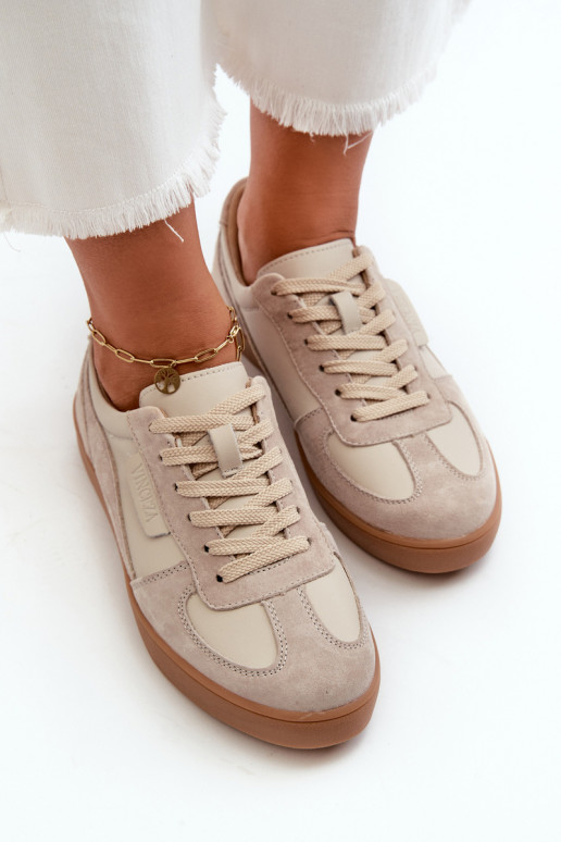 Āda zamšādas Sneakers modeļa apavi Sieviešu Vinceza 7933 Pelēkas krāsas