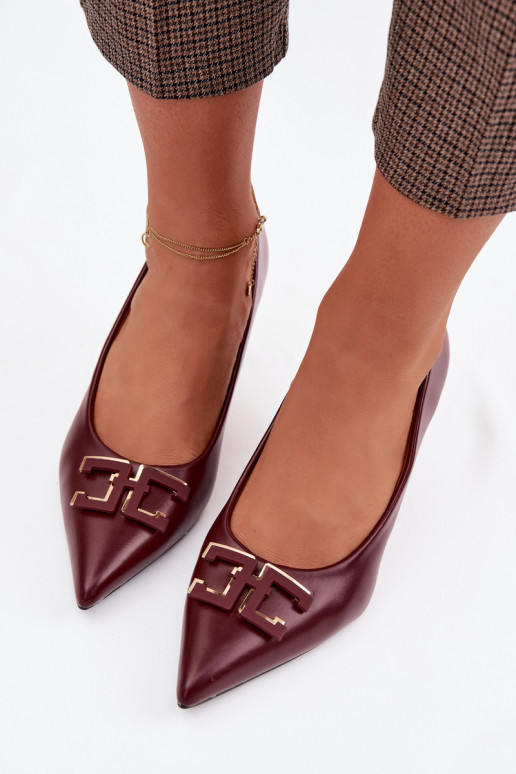 augstpapēžu kurpes Kurpes ar ornamentiem Eko Āda bordo krāsas Fivara