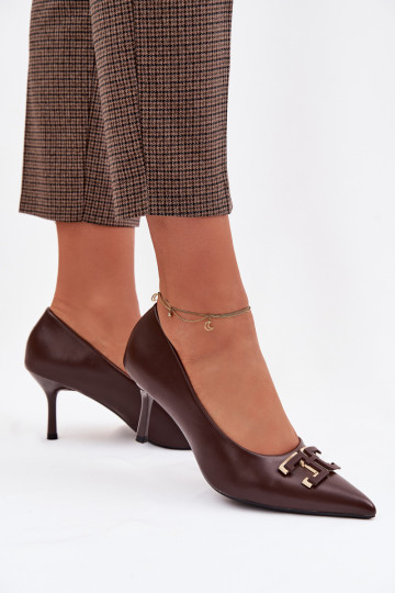 augstpapēžu kurpes Kurpes ar ornamentiem Eko Āda CzekoladoIne Fivara 2