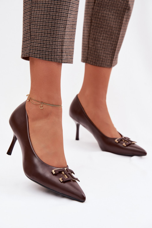 augstpapēžu kurpes Kurpes ar ornamentiem Eko Āda CzekoladoIne Fivara