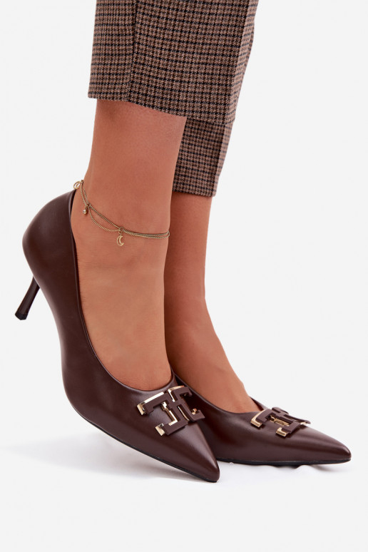 augstpapēžu kurpes Kurpes ar ornamentiem Eko Āda CzekoladoIne Fivara