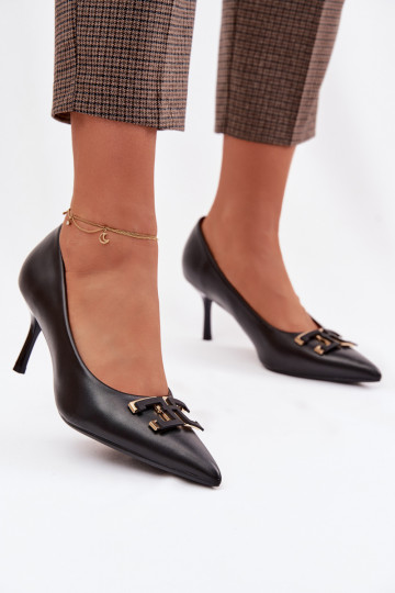 augstpapēžu kurpes Kurpes ar ornamentiem Eko Āda melnas krāsas Fivara 2