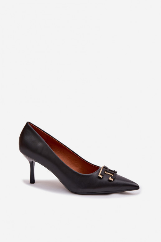 augstpapēžu kurpes Kurpes ar ornamentiem Eko Āda melnas krāsas Fivara