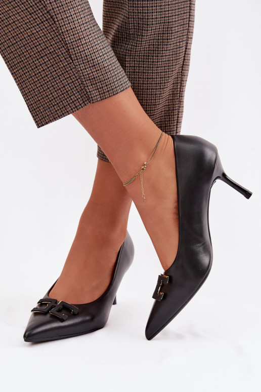 augstpapēžu kurpes Kurpes ar ornamentiem Eko Āda melnas krāsas Fivara