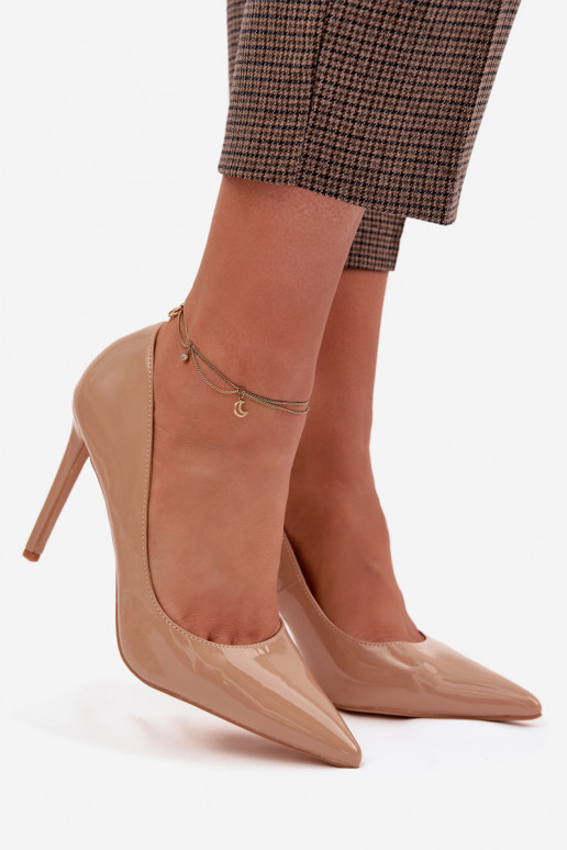 Laque augstpapēžu kurpes no eko ādas smilšu krāsas Jonira