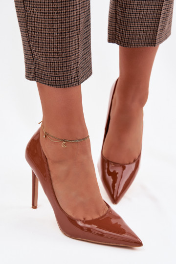 Laque augstpapēžu kurpes no eko ādas brūnas krāsas Jonira