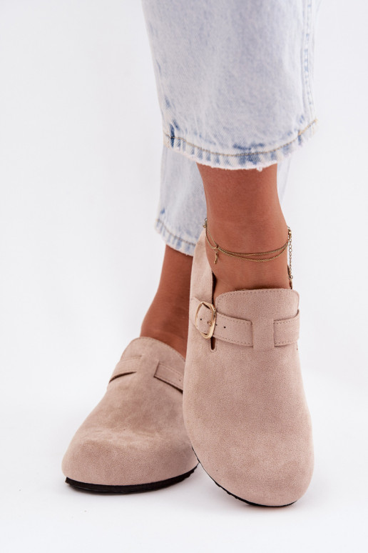 apavi Sieviešu Eko zamšādaoIne Ar zelta sprādzi smilšu krāsas Ismora