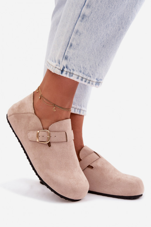 apavi Sieviešu Eko zamšādaoIne Ar zelta sprādzi smilšu krāsas Ismora