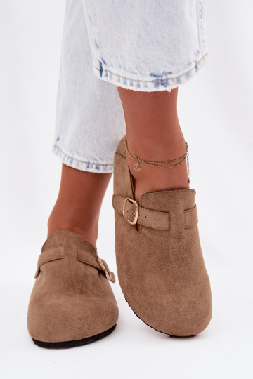 apavi Sieviešu Eko zamšādaoIne Ar zelta sprādzi smilšu krāsas Ismora 2